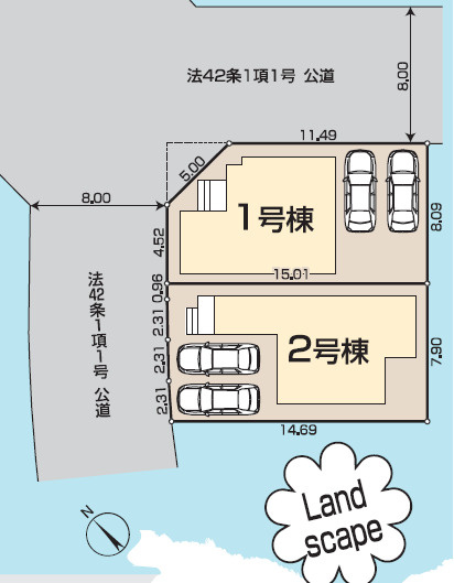 【仲介手数料無料】川越かすみ野第３期　全２棟　２号棟　新築住宅は西武ハウジングの区画図