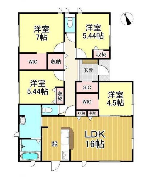 知多市金沢字郷中　全4棟　1号棟の間取り|4LDK+2WIC+SIC☆