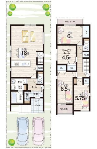 神戸市垂水区本多聞　第3期　新築一戸建ての間取り|1号地