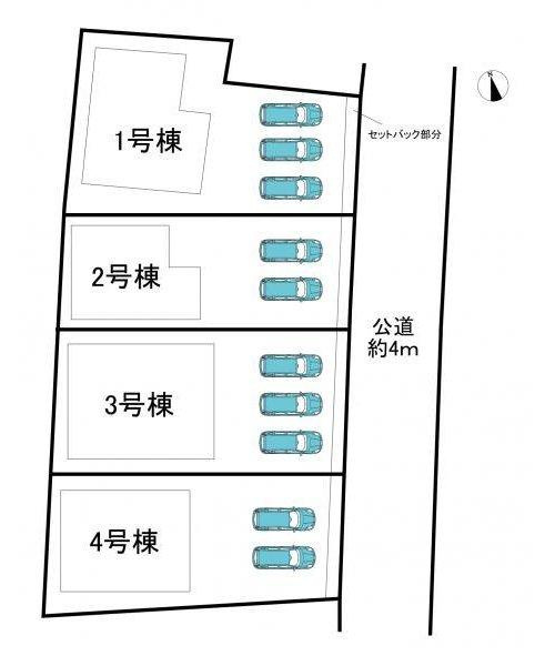 知多市金沢字郷中　全4棟　2号棟の区画図|全4区画分譲地♪