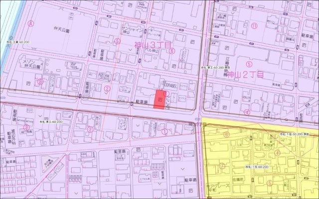 神山三丁目１－５借地の地図
