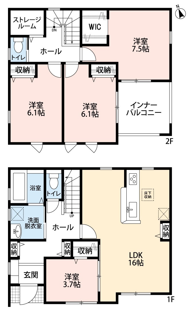 小牧市久保一色南１丁目　新築戸建　２号棟の間取り|ウォークインクローゼット・ストレージルームあり♪
インナーバルコニー。
