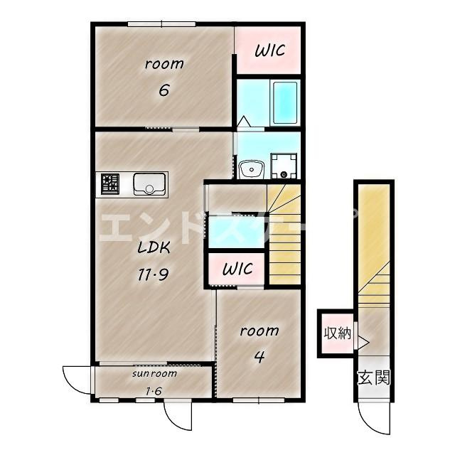 シャネーロ・サクラの間取り|高崎、前橋のお部屋探しはエンドスケープまで！お客様の理想お聞かせ下さい♪