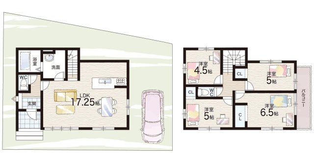 高槻市大塚町　第1期　新築一戸建ての間取り