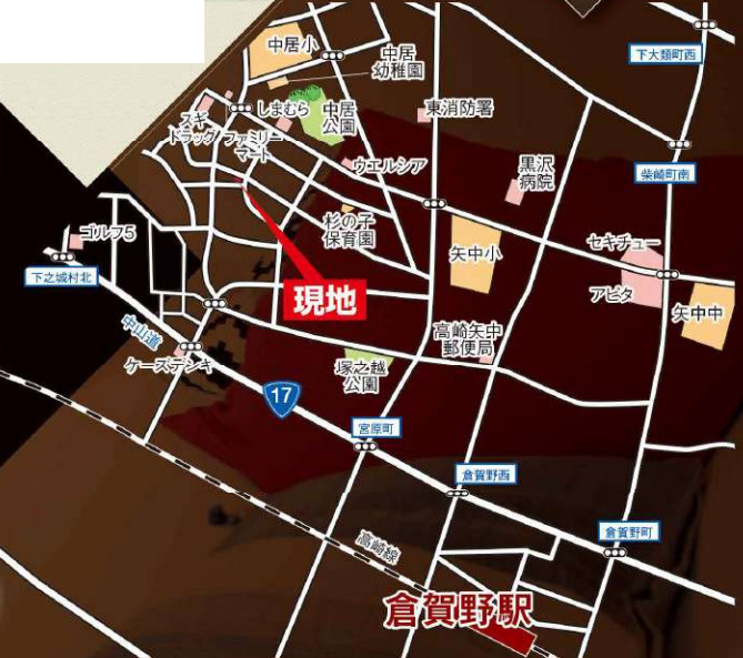 高崎市下中居町2期　３号棟(全３棟)　グラファーレ　新築建売分譲の地図