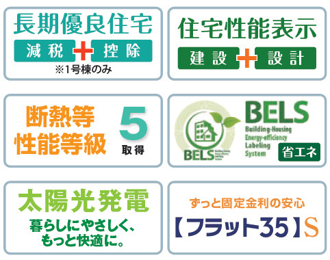断熱等級５、フラット３５S利用可能、省エネ、太陽光発電