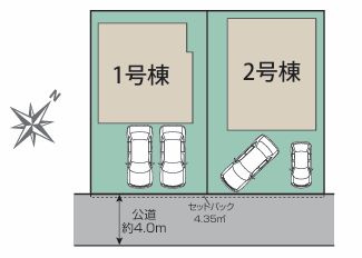 平塚市達上ケ丘　新築一戸建て　2号棟の区画図|配置図
