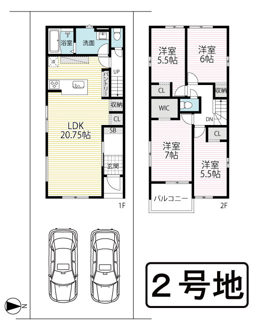 ◆リビング広々２０帖以上の４ＬＤＫ◆並列駐車２台可能◆伏見区向島庚申町２期の間取り
