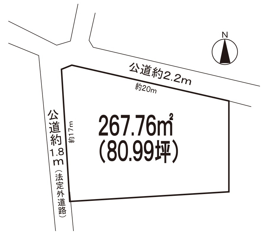 春日井市西屋町　売地の土地図|敷地広々！89.99坪。