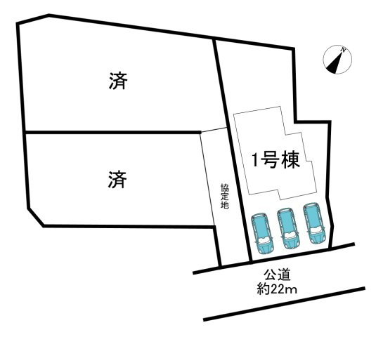 知多市新知字永井　全3棟　1号棟の区画図|全3区画分譲地♪　最終1棟！！