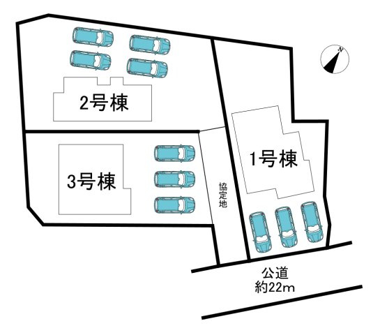 知多市新知字永井　全3棟　1号棟の区画図|全3区画分譲地♪　最終1棟！！