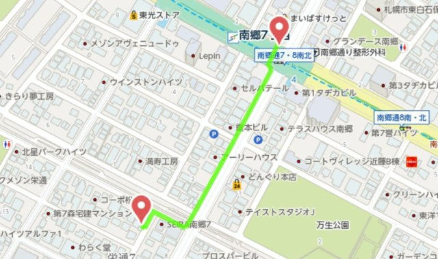 【新築戸建】札幌市白石区栄通7丁目2棟の地図