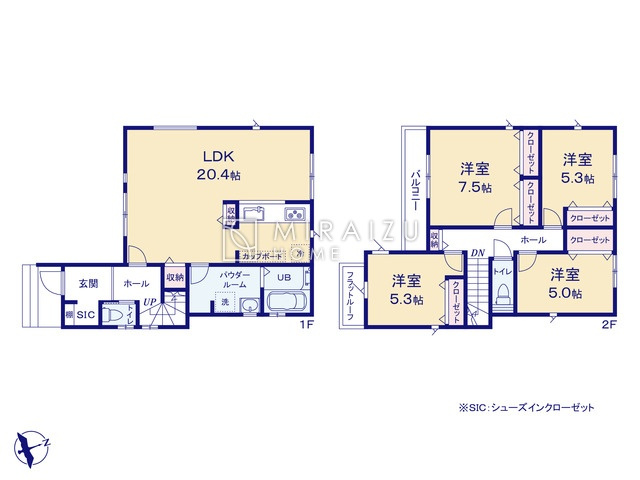 【間取り】 | 陽の光をたっぷりと浴びながら気持ち良く生活が出来ます。夢のマイホーム、夢ではなく実現出来ます！見学・ご相談等、お気軽にご連絡下さい。
