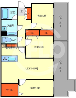 【間取り】 | BelleVogue KITAHORIE | BelleVogue KITAHORIE(ヴェルボーグ北堀江）　間取り