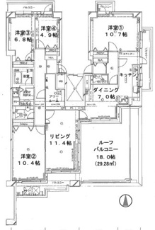 【間取り】 | ダイアパレス宝塚クオリテージⅠ | 北・東・南の3方に開口部があり、ワンフロアで約134.75㎡の広さを有する、解放感あふれる希少物件です。宝塚市立丸橋小学校が徒歩２分のところにあり、ファミリーにもおすすめです。