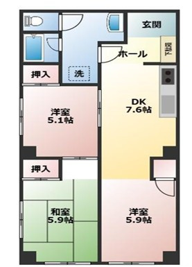 【中古マンション】鶴ヶ島ダイヤハイツの間取り