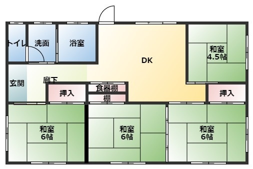 錦町蛭田 ４DKの間取り