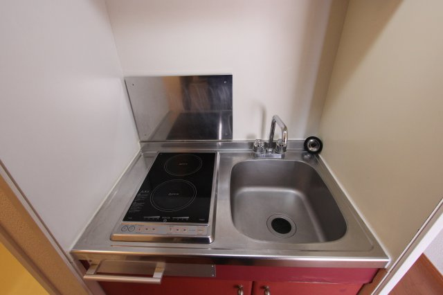 プチ・フルールのキッチン|キッチン　シンク側　ガラストップの電気コンロ2口です。