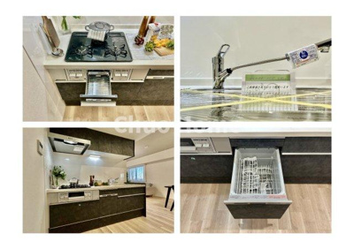 【キッチン】 | サンクタス南葛西 | 【システムキッチン】ワイドで収納豊富な使い勝手の良いシステムキッチンには、食洗器や伸縮タイプのキッチン水栓、三ツ口コンロ・魚焼きグリルなどの便利な設備が標準完備されています。