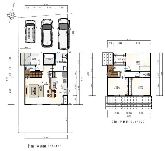 南万々　新築戸建　A号地（全4区画）の間取り|Ａ号地　3LDK　4,180万円　建物面積　86.53㎡（約26.17坪）