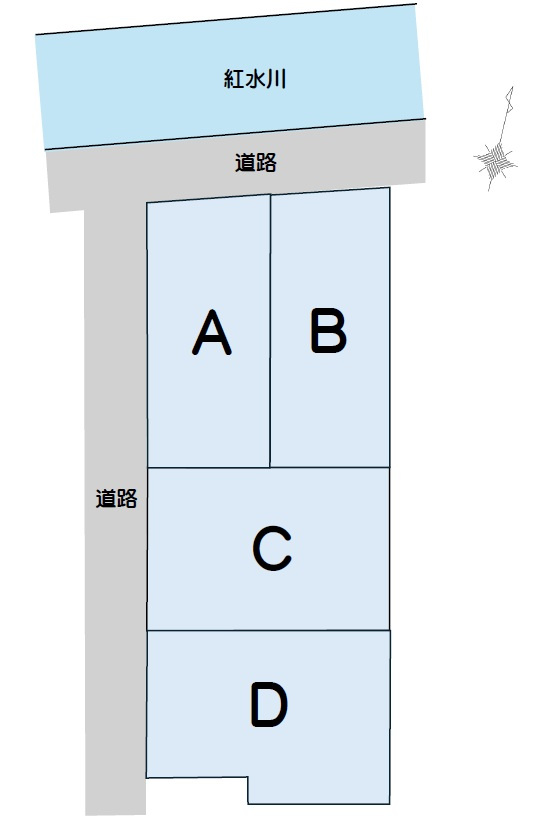 南万々　建築条件付き　売土地　A号地（全4区画）の区画図|Ａ号地　プラン例　土地面積　141.19㎡（約42.71坪）