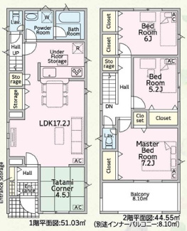【間取り】 | 岐阜市鏡島西新築建売限定1邸！畳コーナーのあるリビング21.7帖！3LDK！お車並列2台可能！ | 岐阜市鏡島西新築建売限定1邸！畳コーナーのあるリビング21.7帖！3LDK！お車並列2台可能！