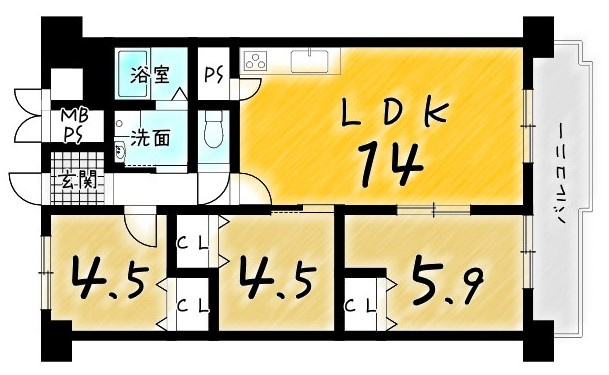 向島ニュータウン第三街区C棟の外観