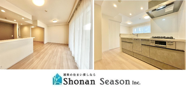 【内装】 | リビングの様子を見守りながら料理ができる対面キッチンには「食洗機」を新たに設置！食後の後片付けが軽減される忙しいご家庭の強い味方！