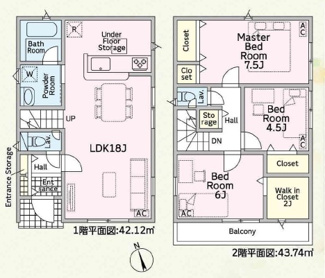 【間取り】 | 岐阜市加納矢場町新築建売限定1邸！お車並列2台可能！加納小学校までも徒歩8分！ | 岐阜市加納矢場町新築建売限定1邸！お車並列2台可能！加納小学校までも徒歩8分！