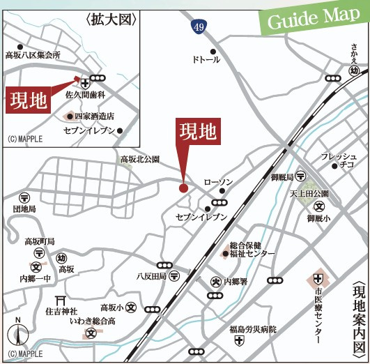 新築戸建・新築建売　内郷高坂町1丁目第4　高坂小・内郷第一中の地図