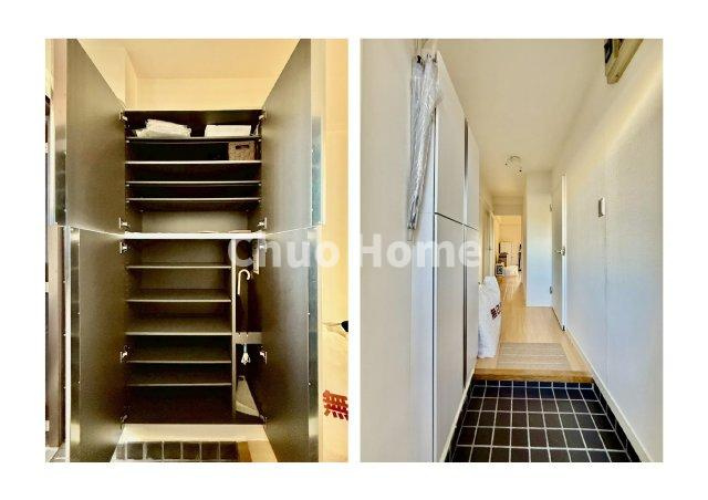 お花茶屋ローヤルコーポの玄関|【玄関】玄関には大型のシューズクローゼットを設置しておりますのでいつでもスッキリりとした空間を保てます。玄関周りを清潔に使うのはとても大事なことですよね。