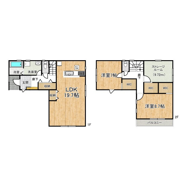 北白川仕伏町 新築戸建(1号地)の間取り