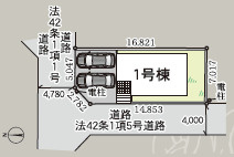 平塚市山下第14　新築戸建　全1棟1号棟の区画図