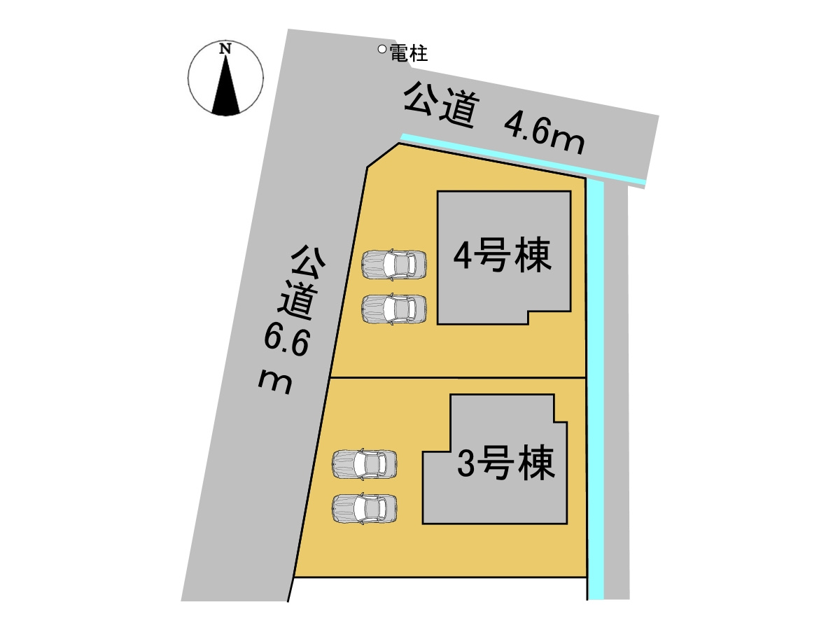 タマタウン　大垣市中曽根町（静里小）　全4区画分譲の区画図|■区画図
■YAMADA電機の　ヤマダ不動産　株式会社リライフ　
いつでもお問合わせ下さい。