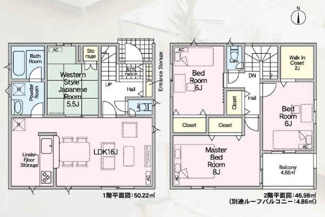 【間取り】 | 岐阜市六条大溝新築建売全3棟！お車並列3台可能！国道21号線近くアクセス良好！インナーバルコニー | 岐阜市六条大溝新築建売全3棟！お車並列3台可能！国道21号線近くアクセス良好！インナーバルコニーのあるお家！