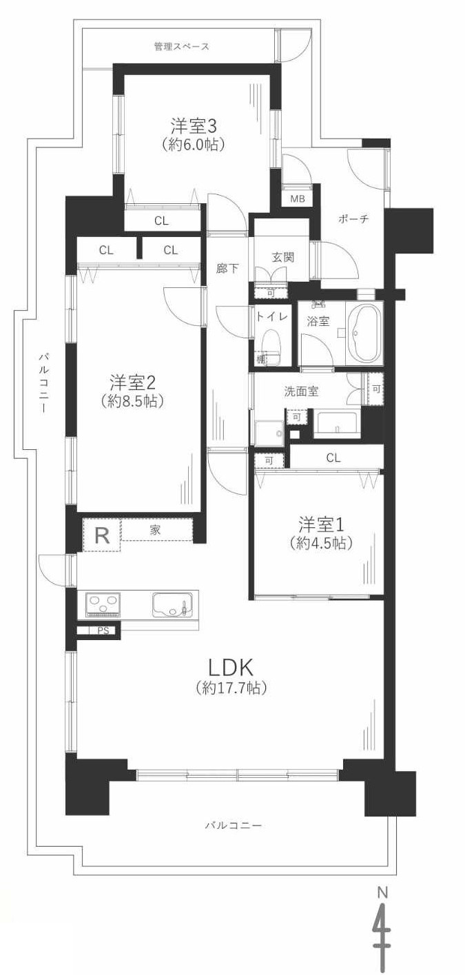 リーデンススクエア豊中大黒町の間取り
