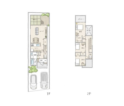 【土地図＋建物プラン例】 | 安芸郡府中町八幡２丁目No.B | 建物プラン例(No.B)4LDK+S