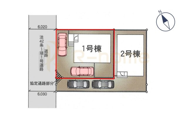 守谷市薬師台第14　新築戸建て　1号棟の区画図|大きなお買い物だからこそ、メリット・デメリットを伝えさせて頂きます。
R-homeにお任せください♪