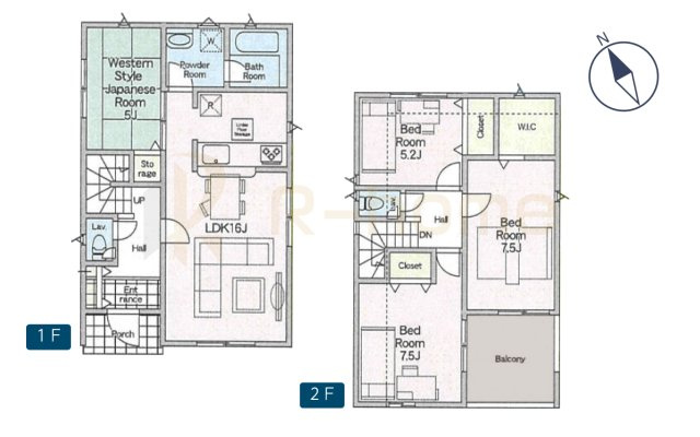 守谷市薬師台第14　新築戸建て　2号棟の間取り|4LDK＋WIC、土地面積136.13m2、建物面積95.98m2