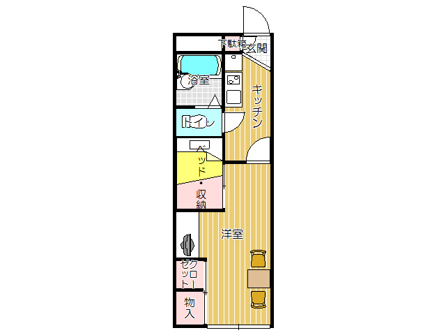 北九州市八幡西区市瀬２丁目のアパートの間取り