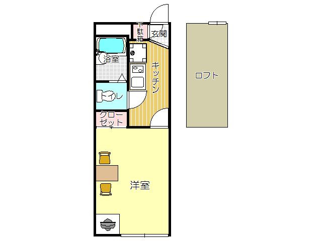 北九州市八幡西区永犬丸２丁目のアパートの間取り
