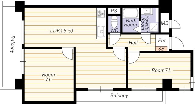【間取り】 | ノバカネイチ塚本 | 角部屋・２面バルコニー・令和７年５月室内リフォーム済・陽当り良好