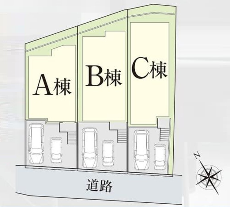 新築デザイナーズ分譲住宅全3棟　駅チカ大型4LDK！利便性と居住性両方叶える新生活♪の区画図|第一種低層住居専用地域の良好な住環境が保たれたエリア。低層の一戸建てを中心とした街並みが整然と続き、周辺は高い建物が建っていないので、採光や開放性に恵まれ、空が広く緑の多い閑静な趣を感じる環境です。