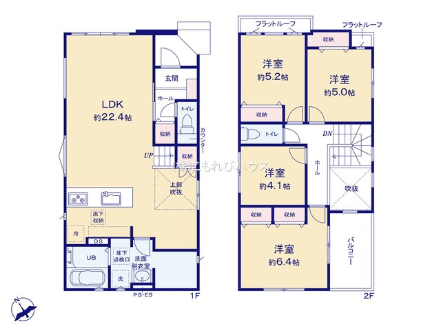 上尾市緑丘　8期　新築一戸建て　グレース　02の間取り|上尾市緑丘　8期　新築一戸建て　グレース　02、4LDK、土地面積125.53m2、建物面積102.49m2