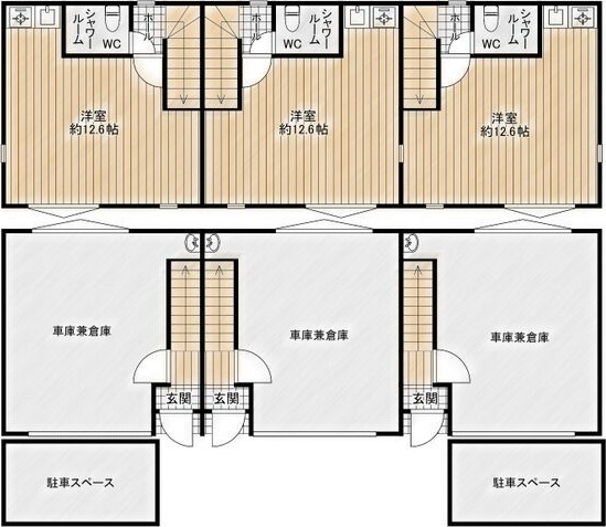 門真市小路町ガレージハウスの間取り