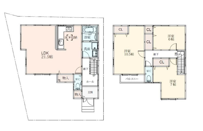 薪里ノ内戸建ての間取り