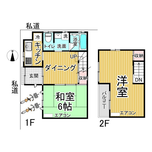 吉田中阿達町 京町家の間取り