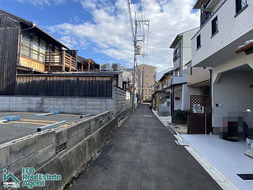 吉田中阿達町 京町家の前面道路含む現地写真