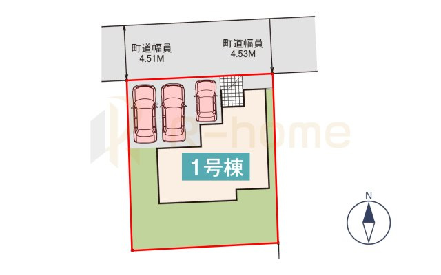 稲敷郡阿見町実穀25-P1　新築戸建て　1号棟の区画図|大きなお買い物だからこそ、メリット・デメリットを伝えさせて頂きます。
R-homeにお任せください♪