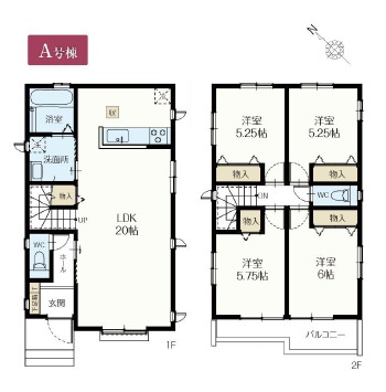狭山市水野・全2棟　新築一戸建　A号棟　～LDK20帖～の区画図|駐車がしやすい前面道路広々6ｍ、カースペースは並列2台分ございます。